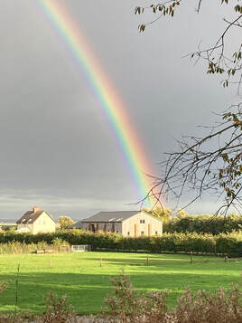 Picture of a rainbow over the countryside